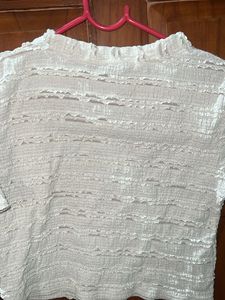 Textured White Crop Top