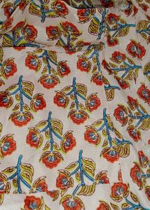 Floral Print Cotton Button Down Kurta with belt