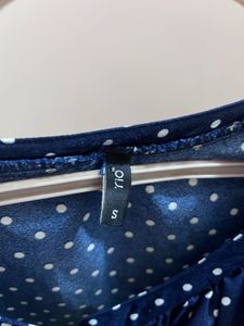 Rio- Navy Blue Polka Dot Ruffle Top