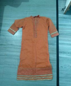 Orange Embroidered Kurta