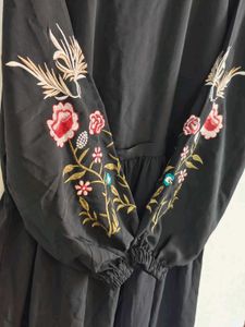 Black Embroidered Burqa