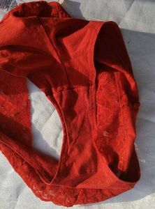 Red Lace Trim Briefs