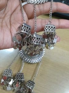 Silver Tone Jhumka Earrings