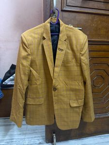 Men's Yellow Checkered Blazer