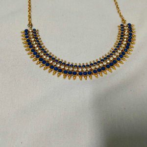 Elegant Blue &amp; White Stone Necklace