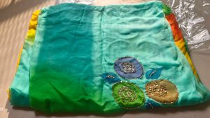 Multi color chiffon Saree with unstiched blouse