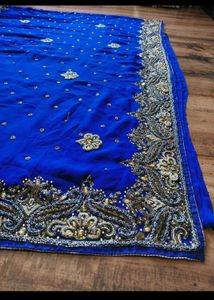 Royal Blue heavy handwork Saree
