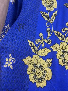 Blue Kurta set Yellow Floral details(woollen) 3 pi