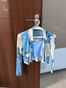 Sheer Floral Button-Up Crop Top