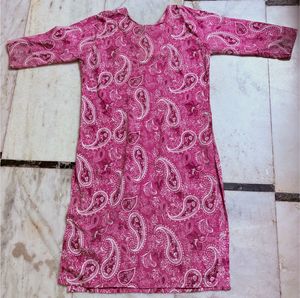 Pink Paisley Kurta Set with Striped Pants