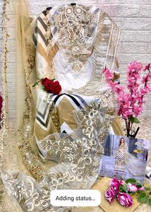 Stunning Blue &amp; White Embroidered Kurta Set