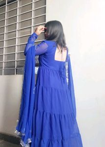 Elegant Royal Blue Tiered Gown
