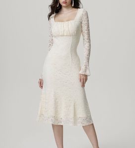 Elegant Lace Square Neck Dress