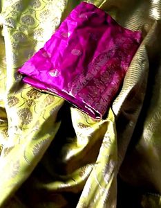 free shipping Vibrant Yellow Silk Saree with blous