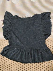 Sparkly Black Ruffle Top