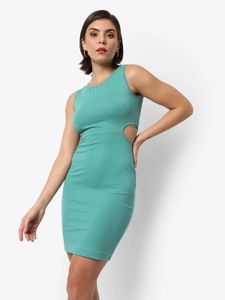 Cyan Green Side Cut Bodycon Dress