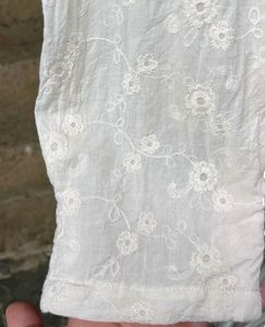 Cream Embroidered Jumpsuit with Bow Detail