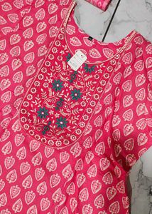 Pink Printed Kurta Set with Dupatta XXL