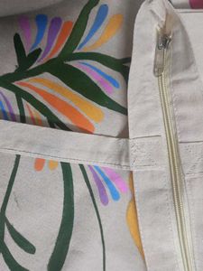 Floral Painted Canvas Tote Bag