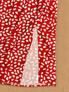 Red Floral Print Midi Dress