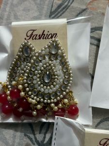 Exquisite Pearl and Red Stone Earring 3 pairs comb