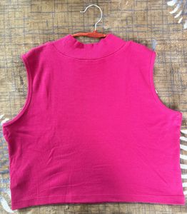 Fuchsia Pink Cotton Regular Crop Top