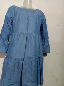 Blue Bell Sleeve Denim Dress.