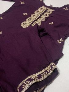 Embroidered Kurta Set - Rich Plum
