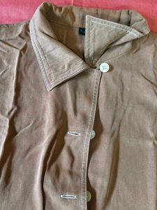 Brown Collared Button-Up Top