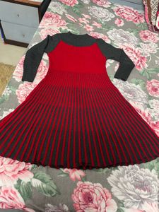 Red &amp; Gray Knit woolen Dress