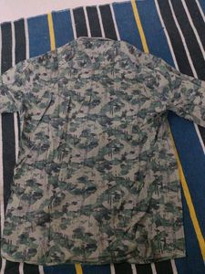 Camouflage Print Button-Down Shirt