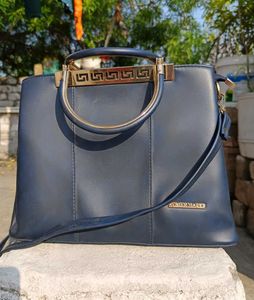 less used Stylish Navy Blue Handbag