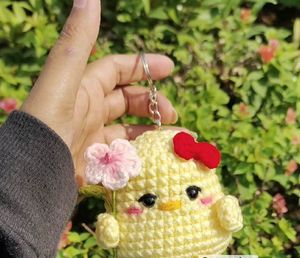 Handmade Crochet Chick Keychain