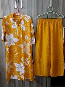 Vibrant Yellow Floral Kurta Set