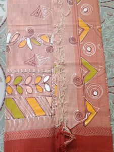 Orange Cotton saree