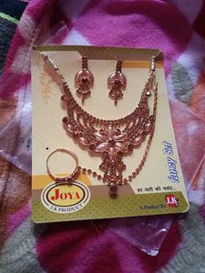 Elegant Rose Gold Necklace Earring & Ring Set