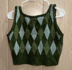 Argyle Knit Crop Top