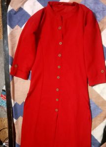 Chic Red Button-Down Kurta
