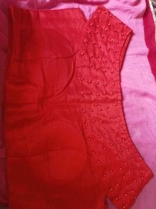 Stunning Red Pearl Embellished Blouse