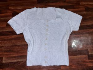 Cute Light Blue Button-Up Top