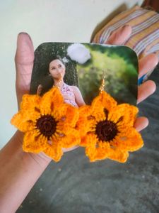 Sunflower Crochet Earrings