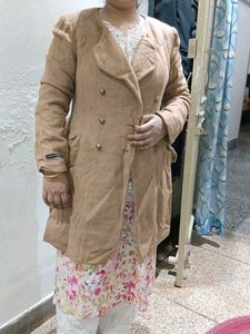 Stylish Tan Double-Breasted Coat