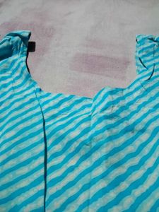 Blue Striped Kurta Set with Patiala Pants