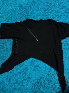 Unique Black Zipper Top