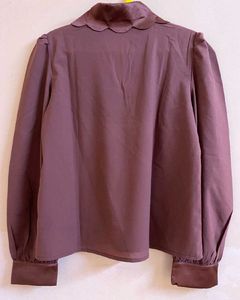 Elegant Mauve Scallop Blouse