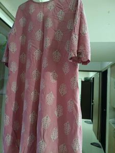 Pink Printed Cotton Kurta