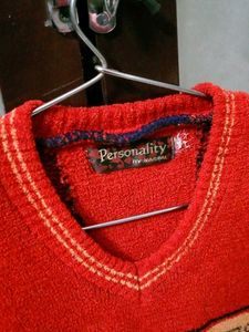 Vintage Men's Red Sleeveless Sweater