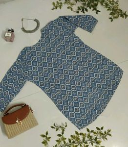 Blue Geometric Print Kurta💙✨🤍