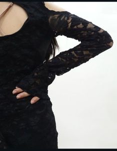 Black Lace Cold Shoulder Dress