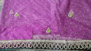 heavy purple sari with blouse and petticot